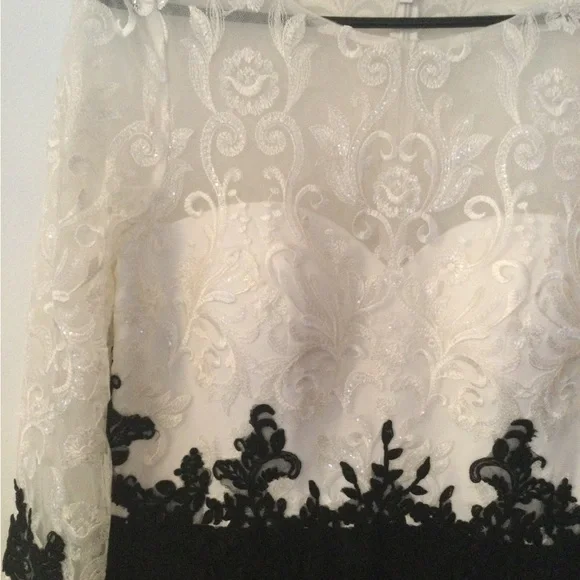 JJs House Black and White Gown with Bateau Neckline - Picture 2 of 14